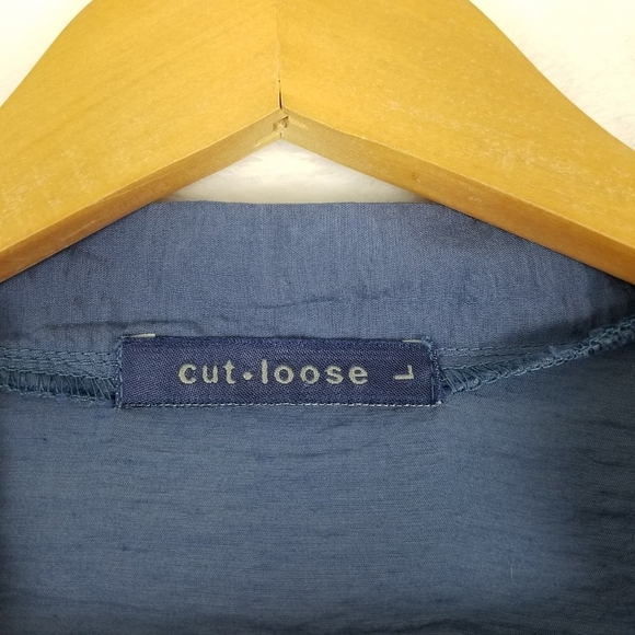 Cut Loose Periwinkle Hidden Button Front Lagenlook Longsleeve Tunic Top Large - Picture 9 of 12